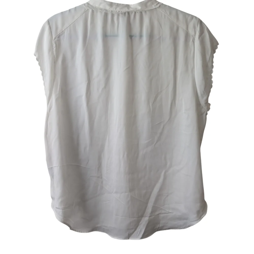 JOIE WOMEN'S WHITE SHORT SLEEVE SCALLOP EDGE TOP SIZE XL - Picture 2 of 10